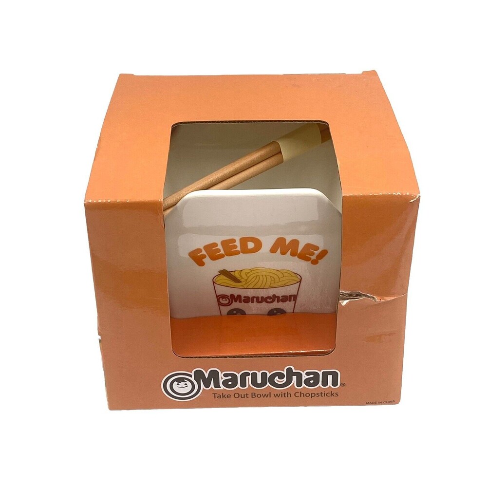 Maruchan Ramen Take Out Bowl with Chopsticks Ceramic New in Box MAD Engine